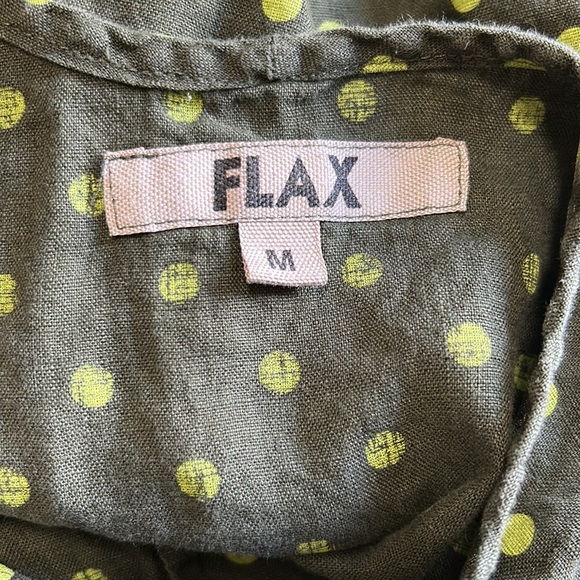 FLAX Linen Olive Green Polka Dot Sleeveless Top Sz M - Picture 7 of 11